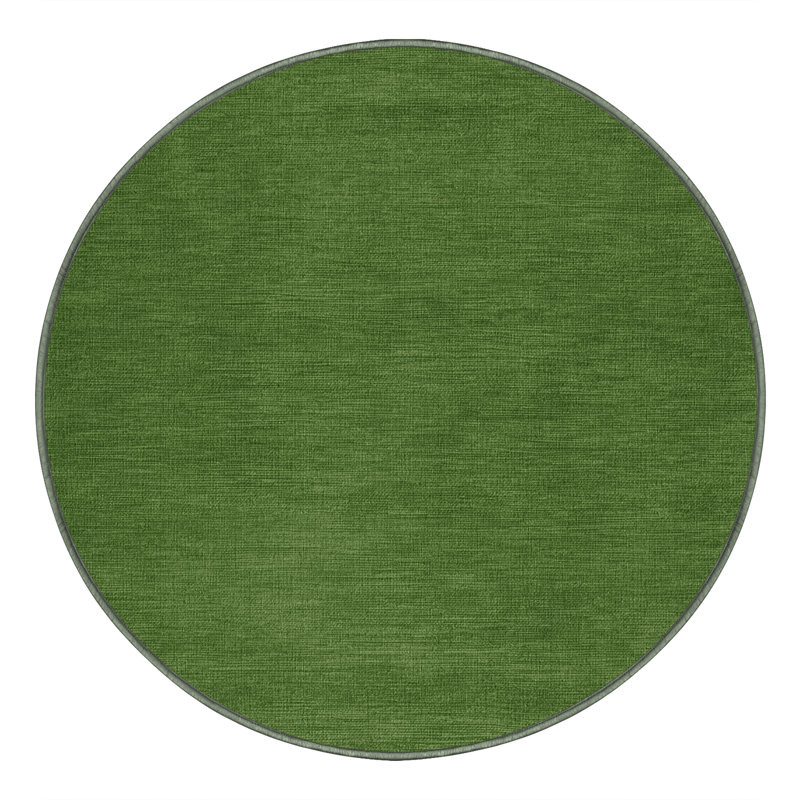 Tapis vert uni lavable à la machine, Rond 8 pi