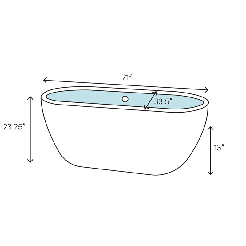 Mermaid 71'' White Acrylic Freestanding Soaking Bathtub