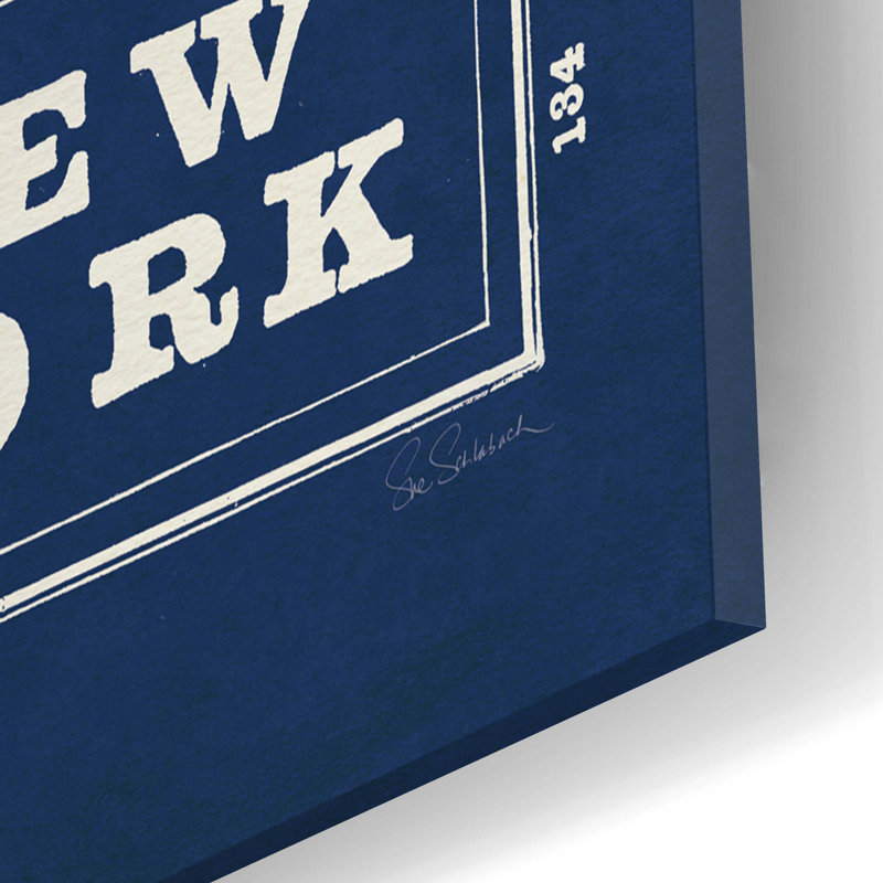 «Blueprint Map New York Square» par Sue Schlabach, art mural en verre acrylique, H 12 po x l 12 po x P 0,13 po