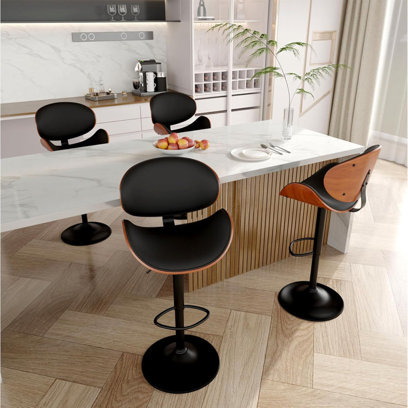 Tabourets de bar pivotants à hauteur réglable - Design moderne avec siège rembourré confortable et dossier ergonomique pour la cuisine, la salle à manger et le bar personnel (ensemble de 2)