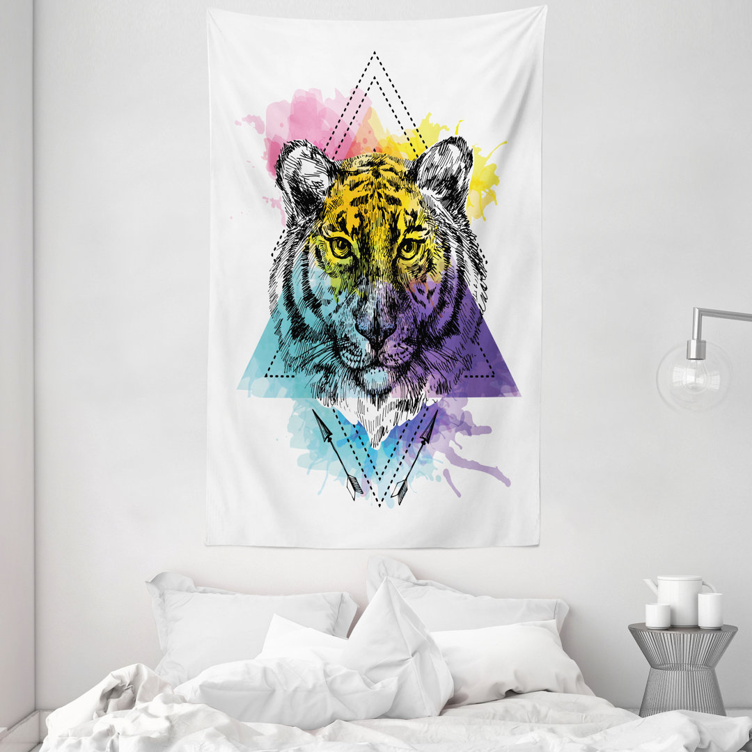 Wandteppich, Regenbogen-Tigergesicht, Multicolor