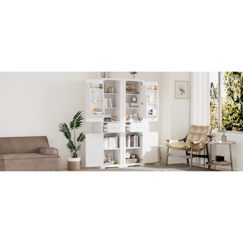 Armoire de rangement haute avec 4 portes, Blanc