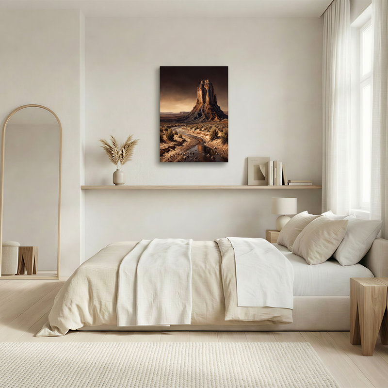 Art mural sur toile Brown Desert Mesa and Winding River, H 12 po x l 18 po