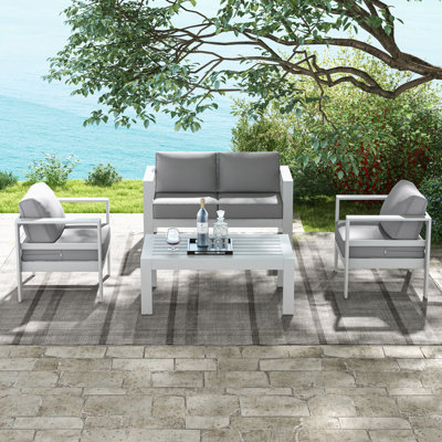 Conversation set with sofa for 4 people with cushions