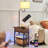 Rustic Brown LED Floor Lamp With Flip Top Side Table, USB Charging Ports, And Remote Control