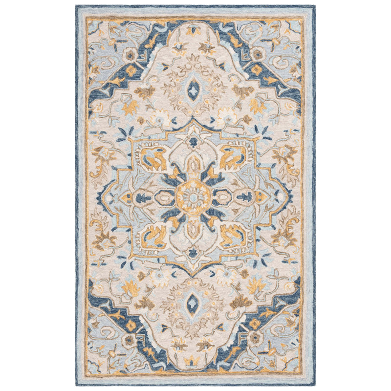 Shenade Hand Tufted Wool/Cotton Oriental Rug in Beige/Grey, Rectangle 3' x 5'
