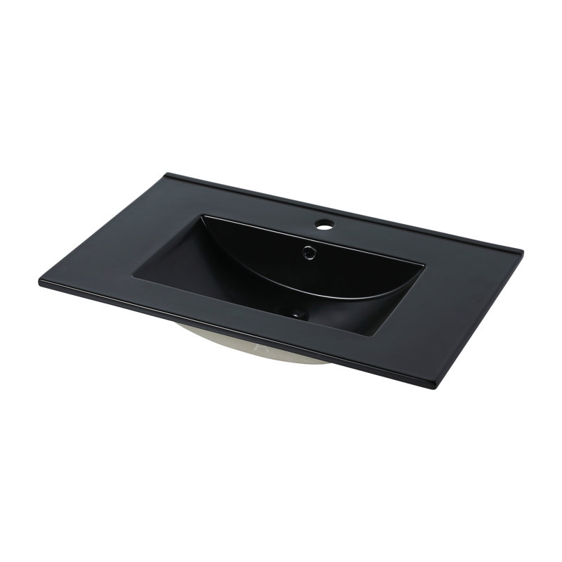 Dessus de meuble-lavabo en céramique 30 po, Noir