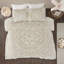 Ensemble d'édredon touffeté médaillon taupe-113361552