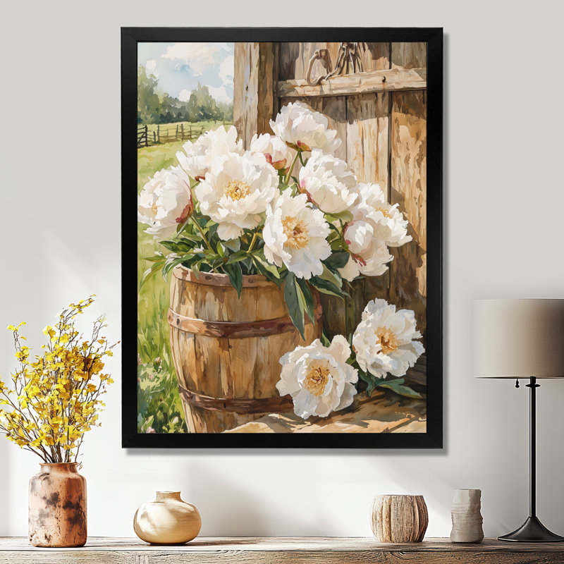 Bartlette - Floral Wall Art, H 32 po x l 16 po, Noir, noir, noir, noir, Reproduction encadrée d'une seule photo