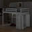 Wood Full Size Loft Bed With Wardrobe, Shelves And LED Light-1908517608
