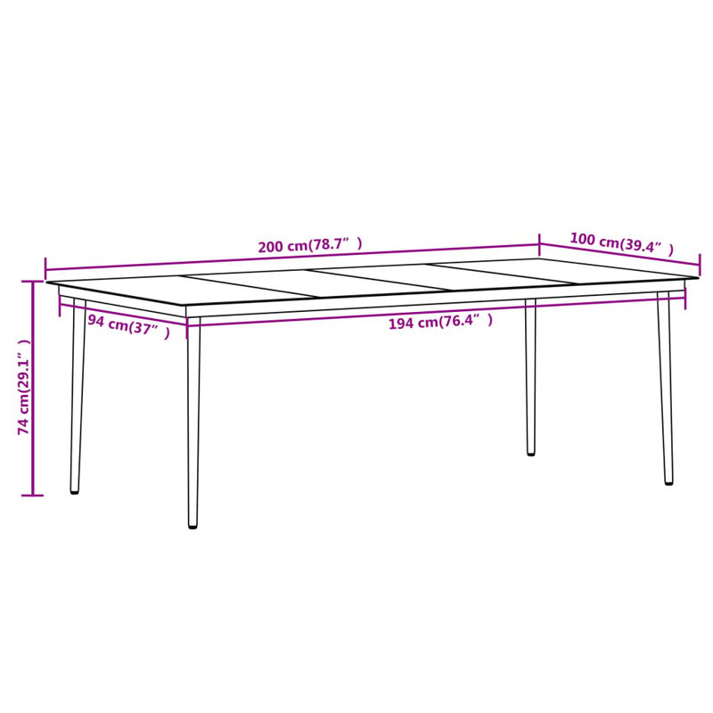 Mailla Patio Dining Set with, 6, 29.1" H x 39.4" W x 78.7' D