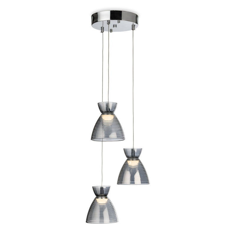 3 - Light Chrome LED Cluster Pendant, Grey