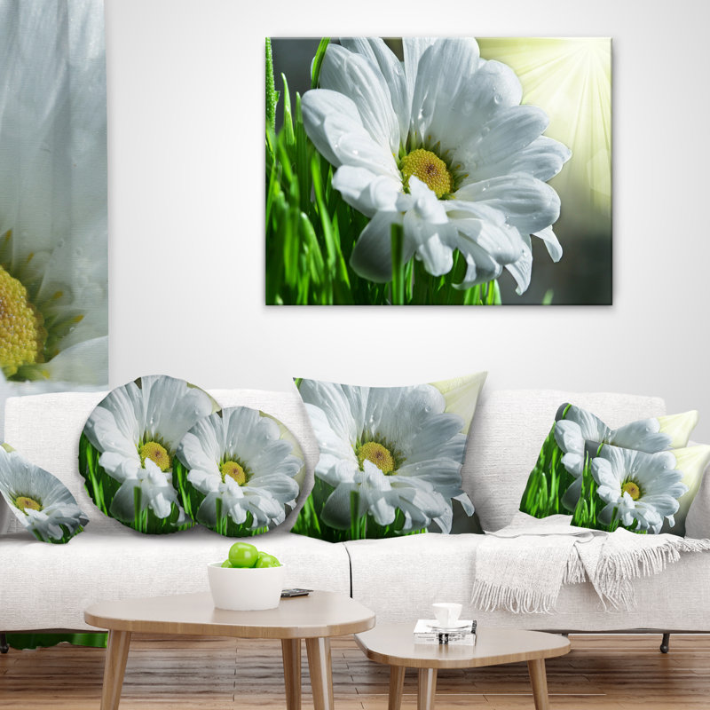 Simple belle fleur de marguerite - coussin à imprimé floral, 16 po x 1 po, Coussin décoratif