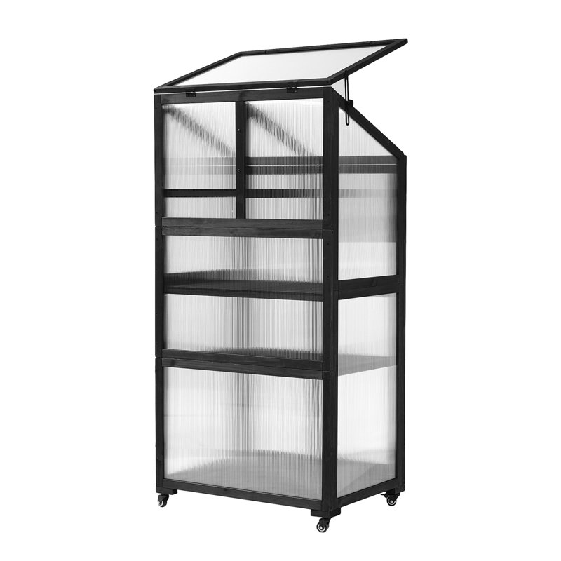 62Inch Height Wood Large Greenhouse Balcony Portable Cold Frame With Wheels And Adjustable Shelves For Outdoor Indoor Use