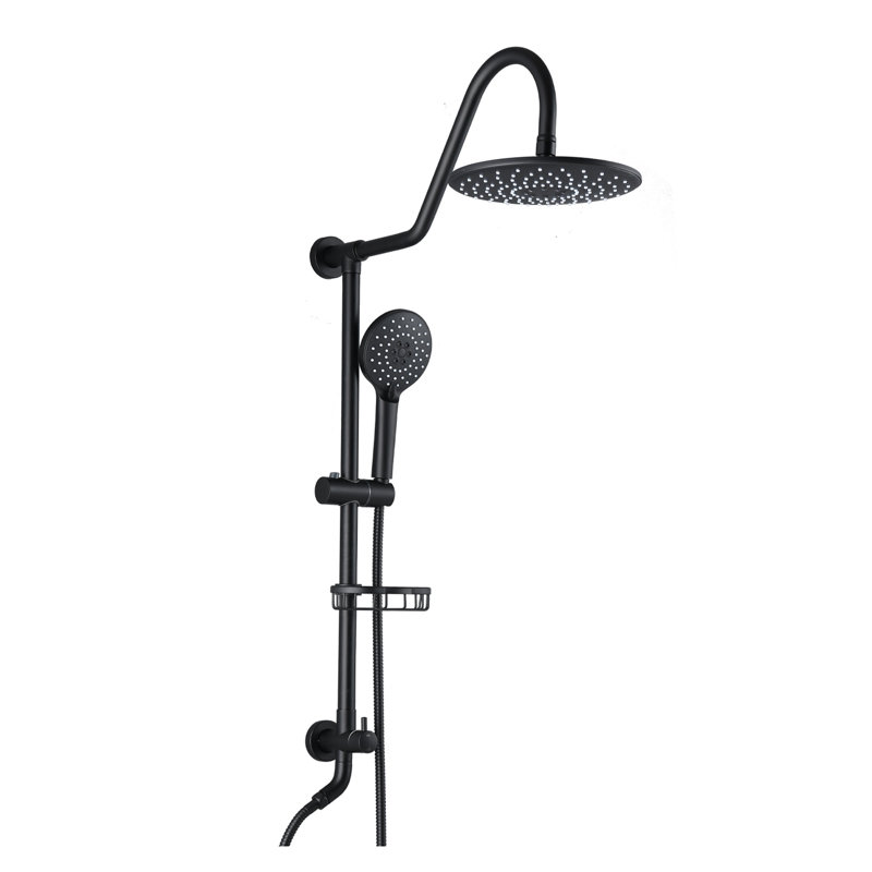 10 Inch Rainfall Shower Head and Handheld Showerhead Combo with Slide Bar, Matte Black Brass Shower System for Adjustable Height and High Pressure