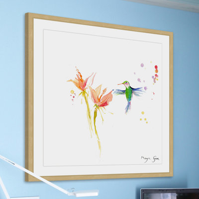 'Green Hummingbird' by Maya Gur Framed Print