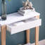 Console moderne à deux tons avec deux tablettes - blanc et brun clair