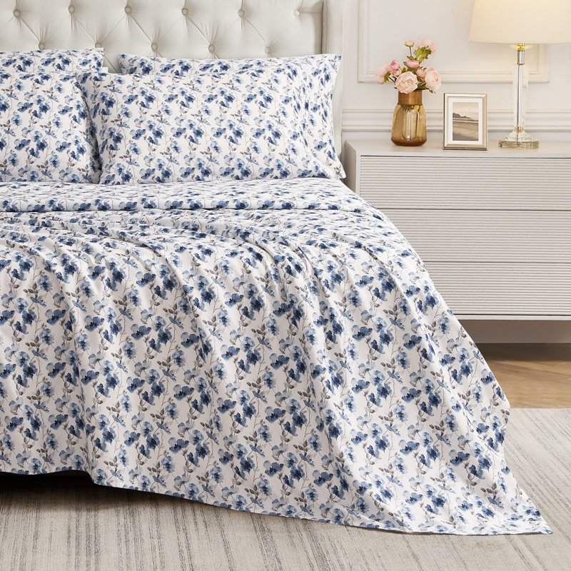 BCBG Microfiber Sheet Sets with Extra Pillowcases, Full, Madison-Insignia Blue
