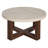 Danry Round Marble-Pattern Coffee Table with Wooden Base