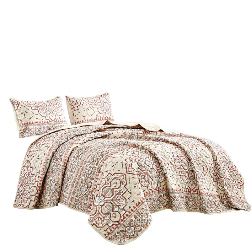 Floral Bedding, Queen Bedspread + 2 Queen Shams