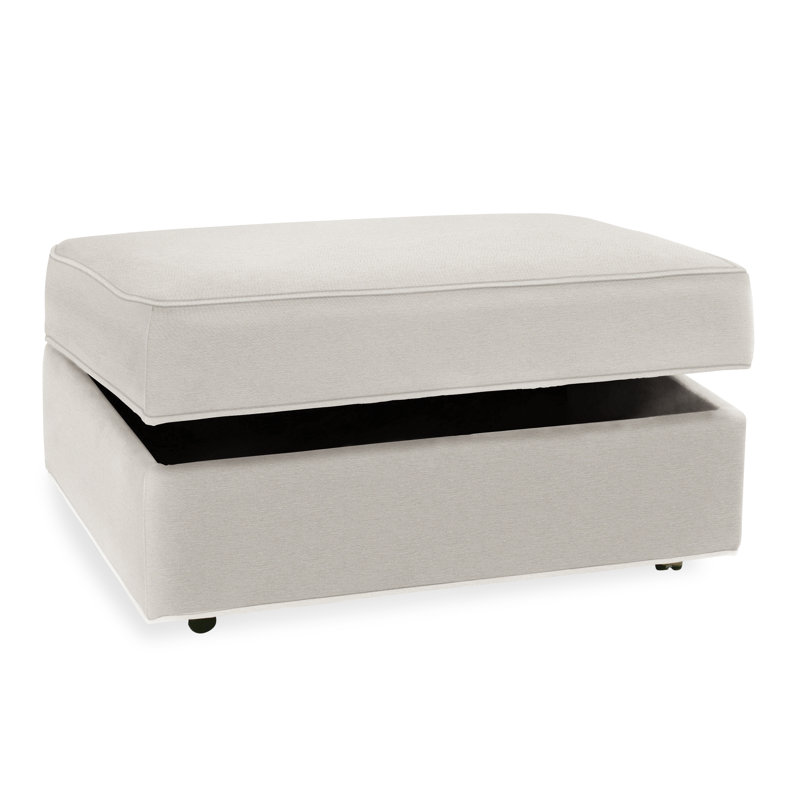 Upholstered Ottoman, White Performance Fabric; 0851-94