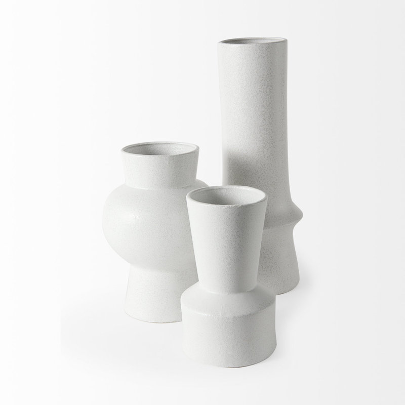 Vase de table en céramique 17 po Artimacormick, Blanc, H 17 po x l 7 po x P 7 po