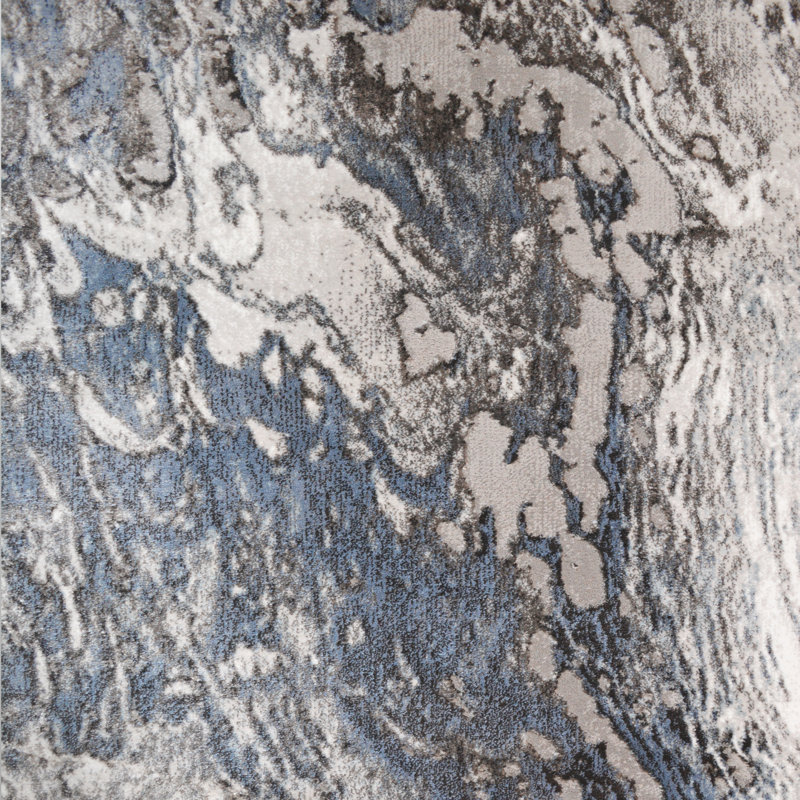 Tapis bleu abstrait Partughimeos, Rectangle 11 pi 9 po x 15 pi 1 po