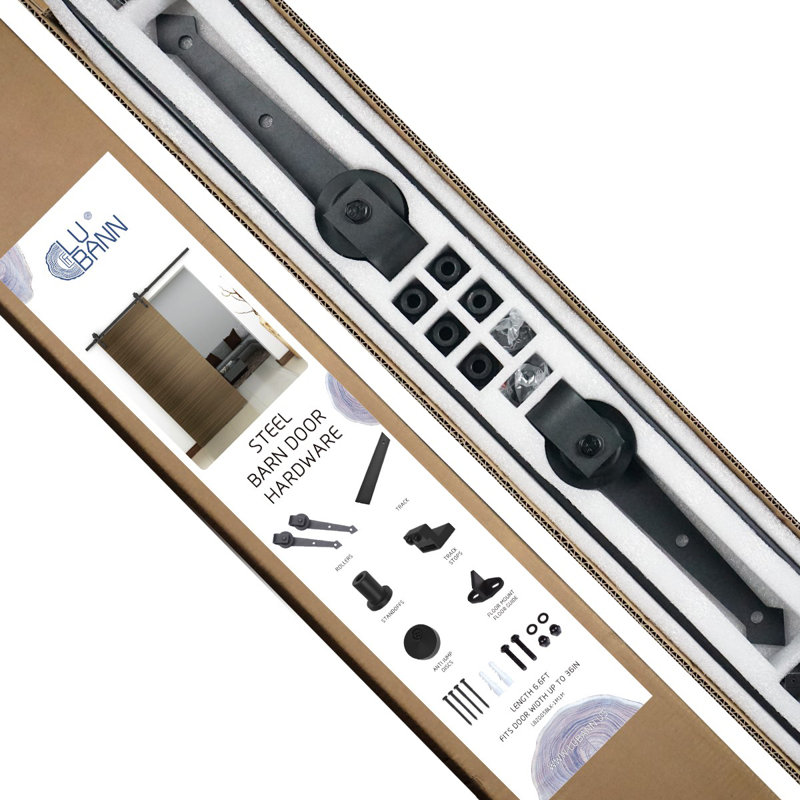 Black Steel Sliding Barn Door Hardware Kit