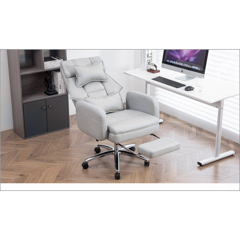 Chaise de bureau pivotante et ergonomique, chaise de bureau à haut dossier, Gris