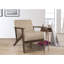 Chaise d'appoint Mid-Century moderne, tissu brun, chaise contemporaine en bois massif avec housse, accoudoirs de 24,5 po de hauteur