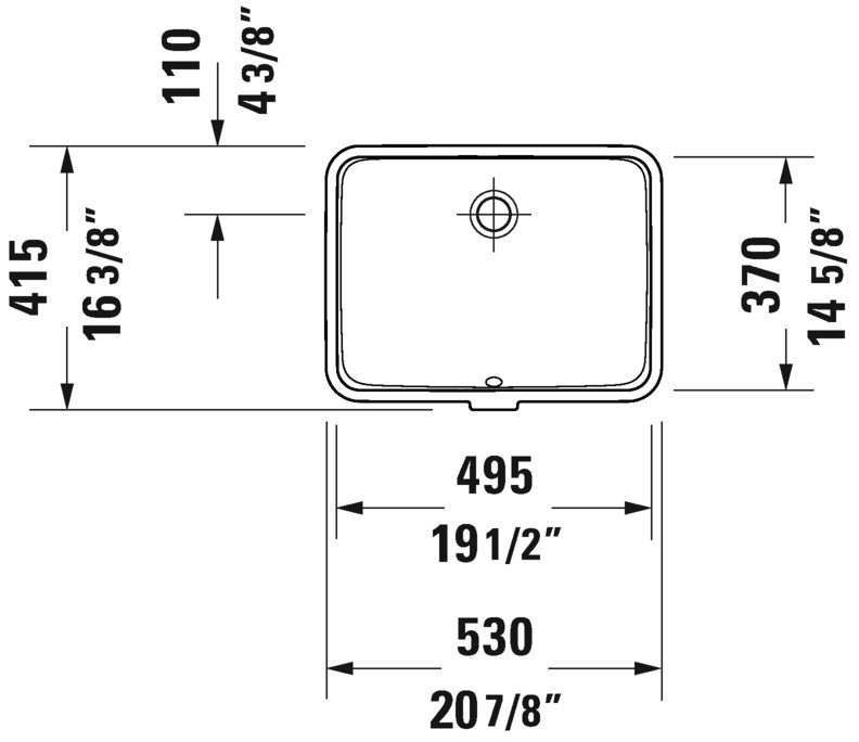 Duravit Me By Starck White Ceramic Rectangular Undermount Bathroom Sink with Overflow