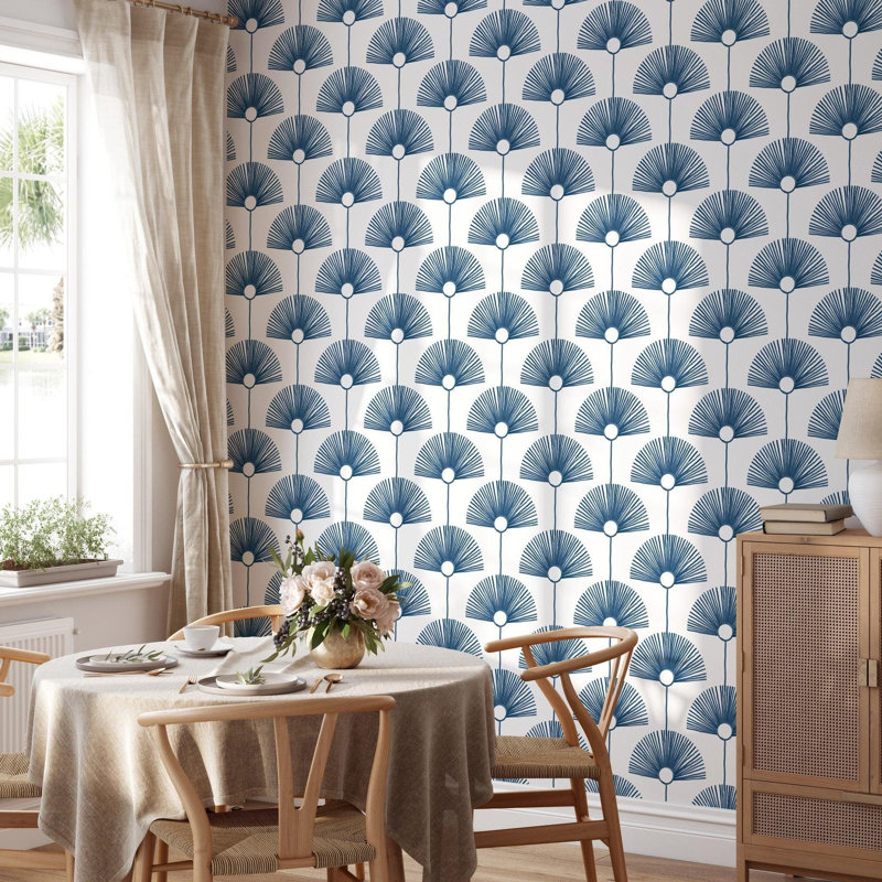 Rouleau de papier peint Déco Fan 10 pi L x 24 po l, Indigo, Faux Grasscloth, Non encollé