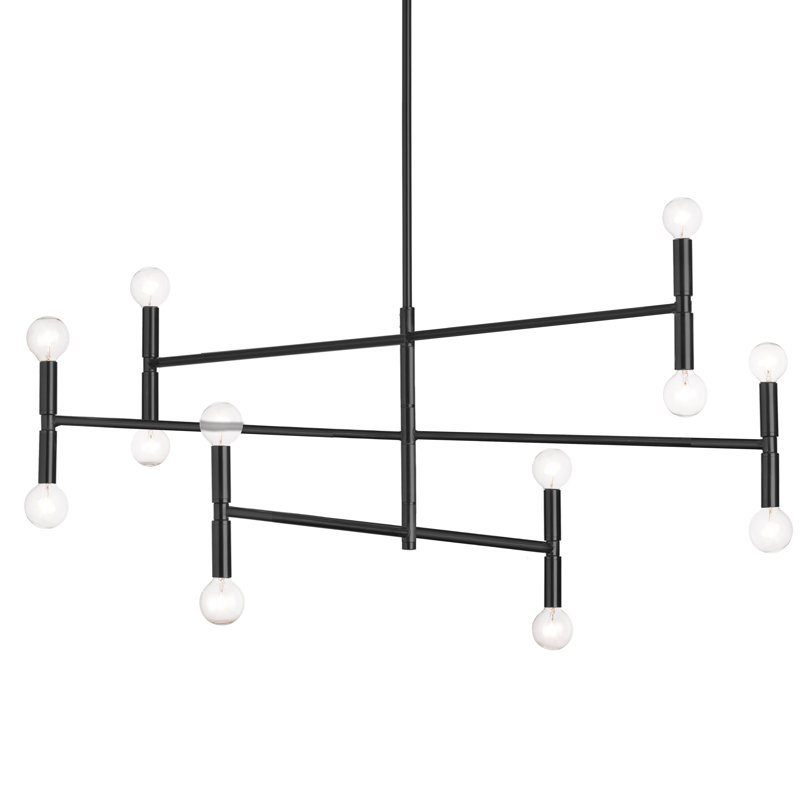 Skelly 12 - Light Dimmable Sputnik Chandelier, Matte Black