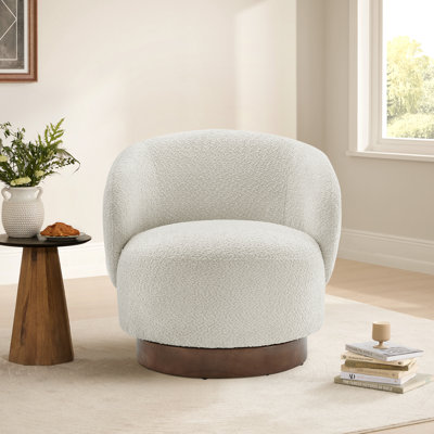 Modern Swivel Barrel Chairs With Wood Base