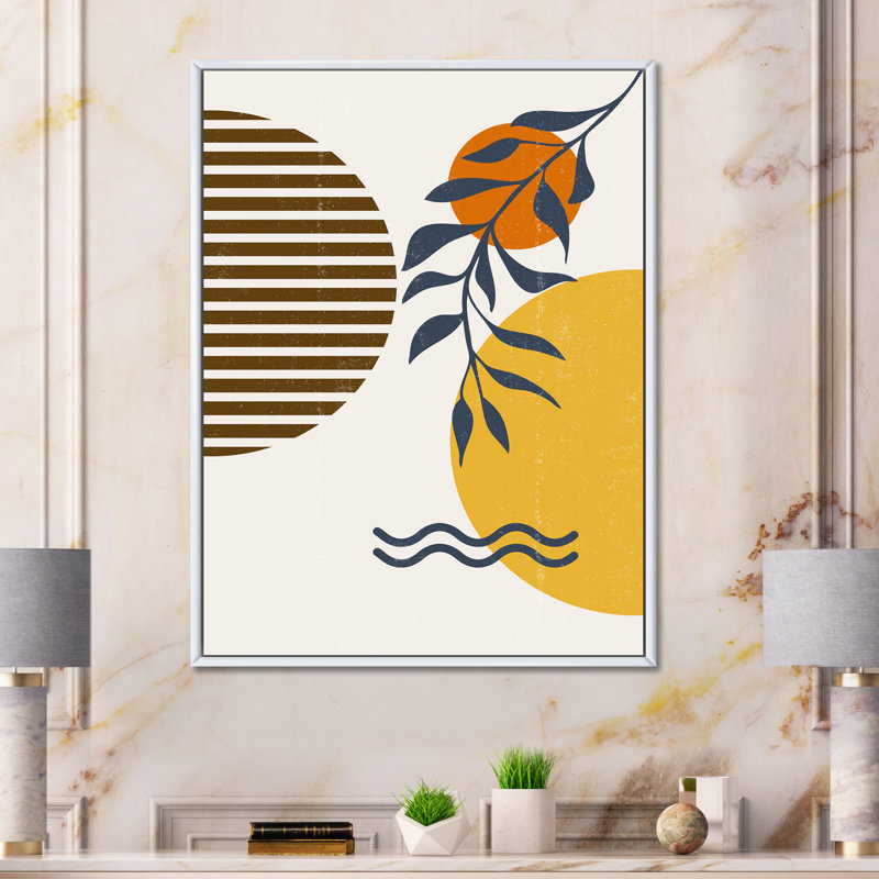 Botanical Minimalist Leaf with Abstract Shapes I - Photographie à cadre flottant sur toile, H 32 po x l 24 po x P 1 po