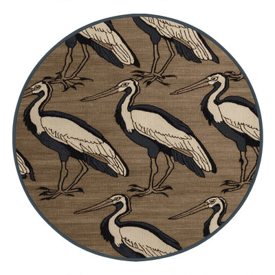 Washable African Sacred Ibis Wildlife Area Rug