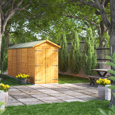 Powersheds 20 x 4ft Timber Tongue & Groove Windowless Garden Shed, Double Doors