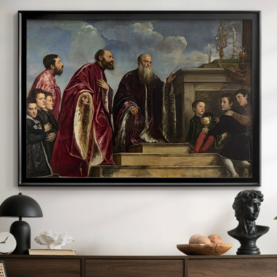 The Vendramin Family Venerating a Relic of the True Cross-Titian-encadrée, toile tendue, c. 1540-1545