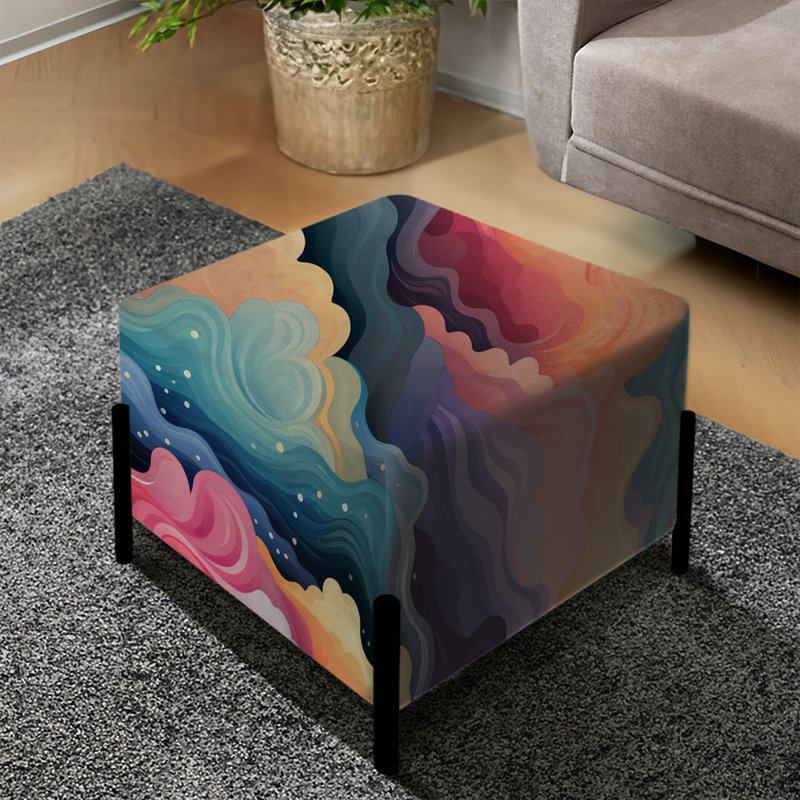 Multicolor Mystical Journey - Abstract Square Ottoman