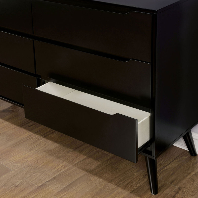 Commode double 6 tiroirs avec Miroir chilhowee, Noir