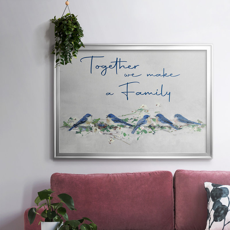 Toile tendue avec châssis Bluebird Family_48693, Argent, H 26 po x l 38 po x P 1,5 po