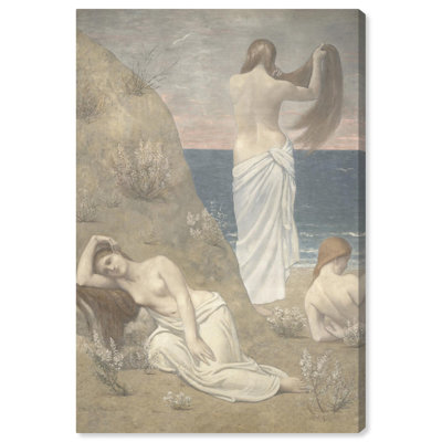 Young Girls by the Seaside Canvas Nude Portrait Wall Art by Art Remedy
