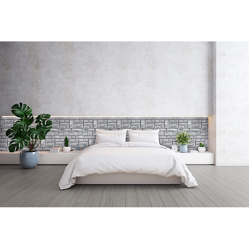 Panneaux muraux rétro-art 3D | Paquet de 10 | Pierre naturelle en gris | 17,5 po x 23,75 po | 28,86 pieds carrés, gris