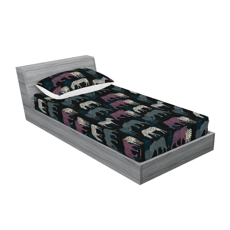 Drap-housse et taie décorative Ambesonne, Ensemble de draps pour lit simple avec 1 taie d'or