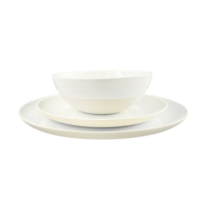 Canvas Home Shell Bisque Porcelain 3 Piece Dinnerware Set, Service For 1