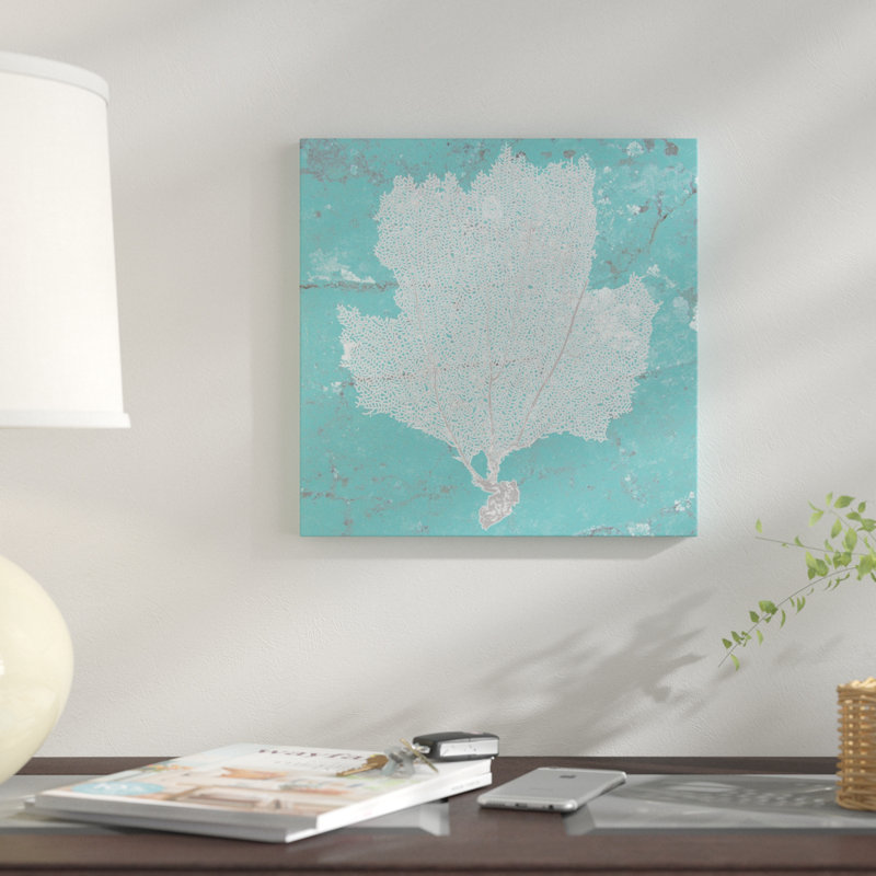 « graphic sea fan iii », reproduction d’impression sur toile, H 24 po x l 24 po x P 1 po, Papier d'art encadré noir, Blanc