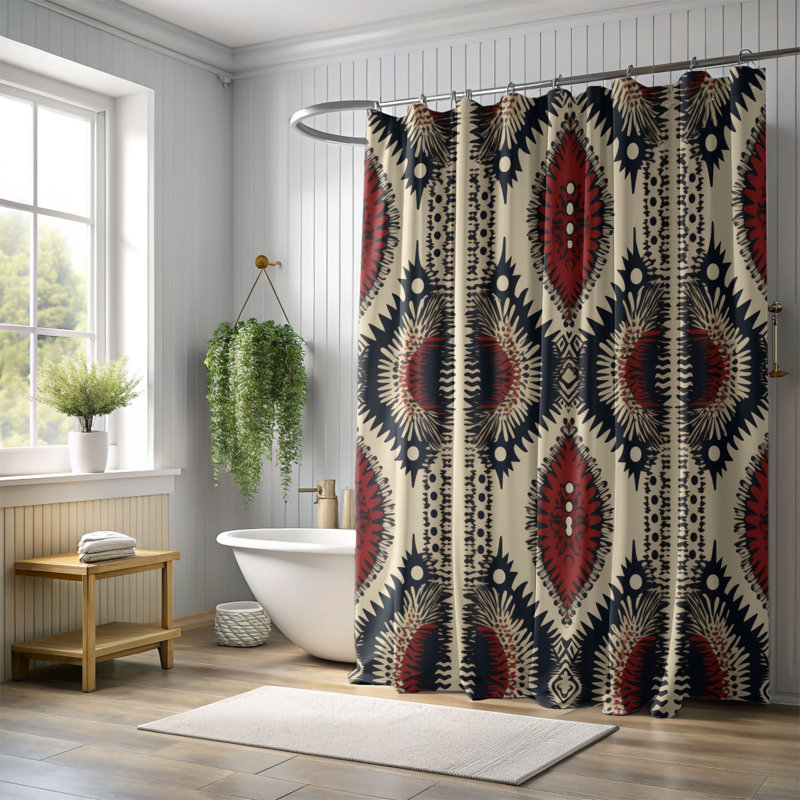 Boho Crescents - Premium Shower Curtain, 74" H x 71" W