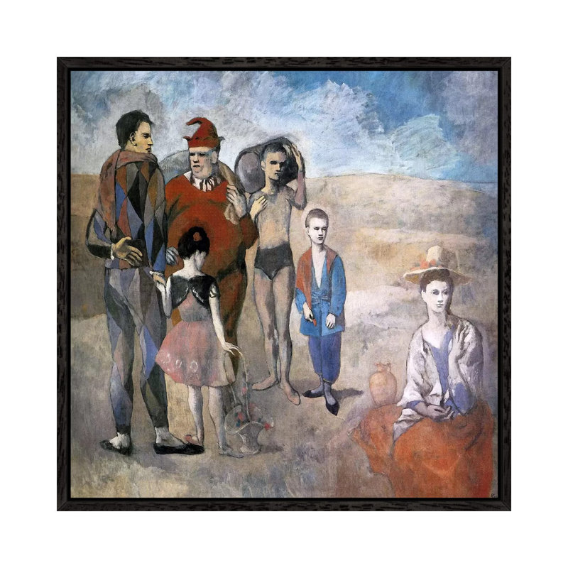 Family Of Saltimbanques by Pablo Picasso - Painting on Canvas, 45.72 cm H x 45.72 cm W, Black Framed