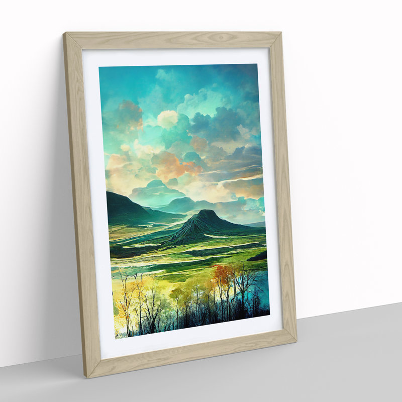 Wonderful Mountain Landscape No.1 - Framed Print, 64cm H x 46cm W, Beige