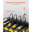Chariot de rangement à outils à 4 niveaux avec station de charge, 8 prises secteur, support de perceuse à roulettes et rangement pour batteries d'outils, chariot de rangement à roulettes pour garage ou atelier.